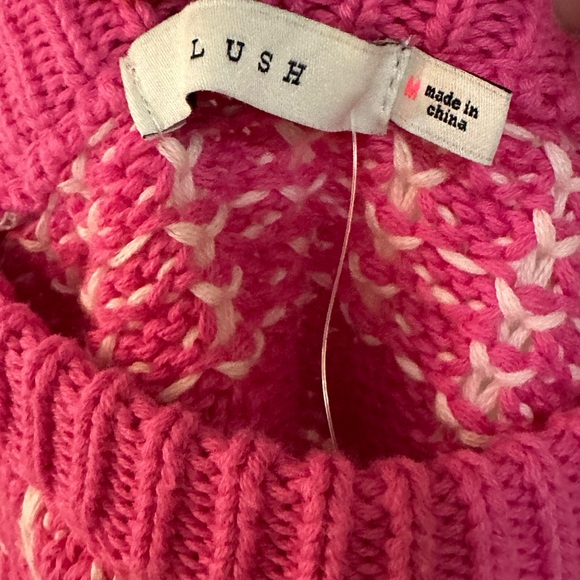 NWT Lush Crochet Striped Top Fuchsia Blush Women’s Size M - Picture 5 of 7